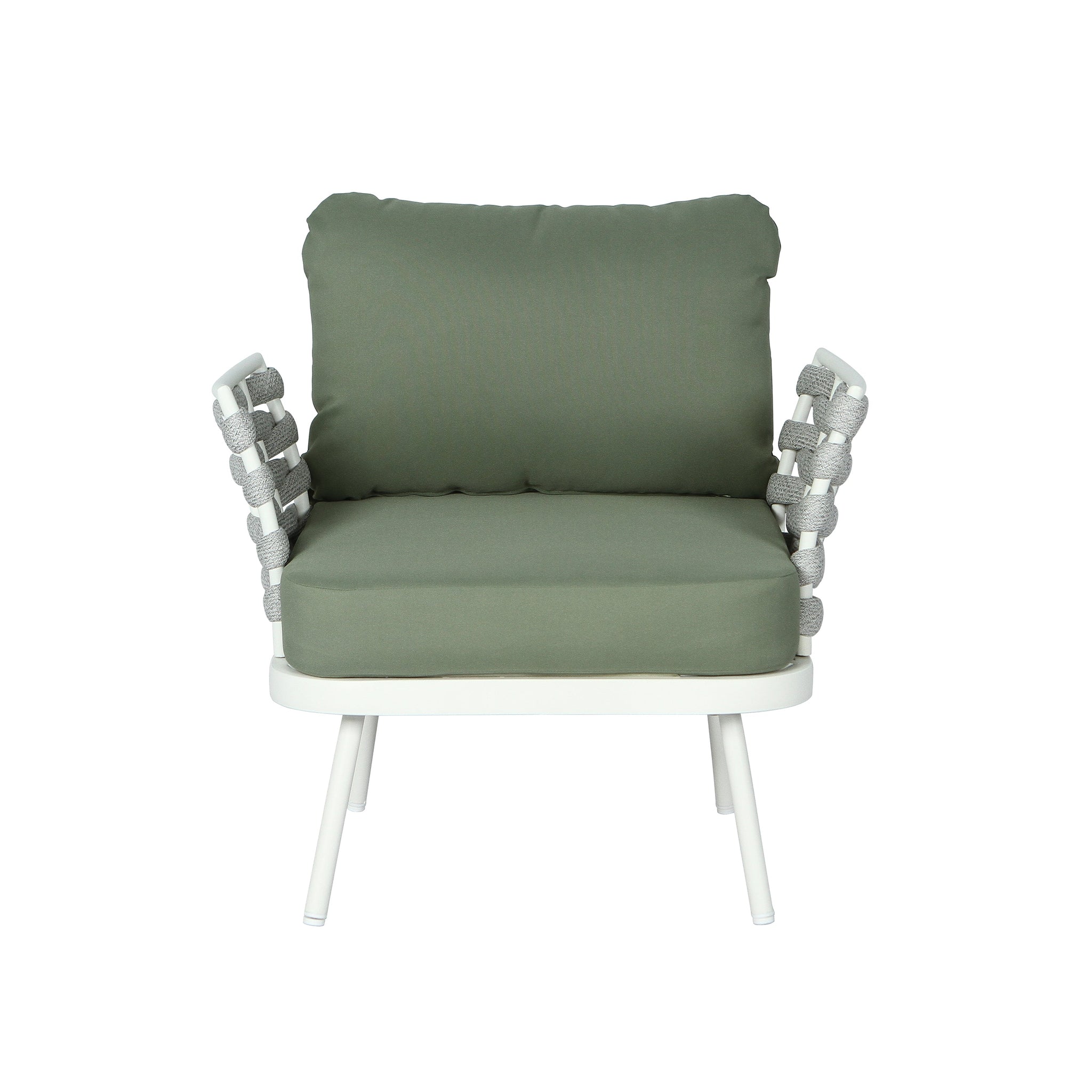 Mariano Steel 4-Pieces Conversation Set, Off White+Green by HouseOfZazla
