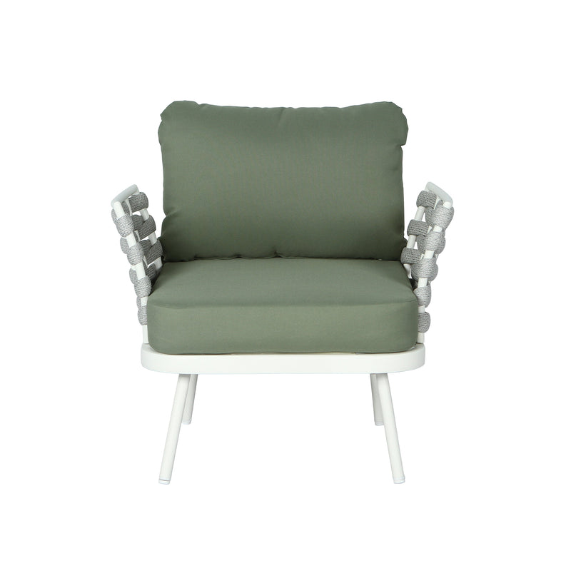 Mariano Steel 4-Pieces Conversation Set, Off White+Green by HouseOfZazla