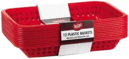 TableCraft C1077R, Cash and Carry Grande Basket, Red, Platter Food Basket, Durable Design, Ideal for Serving and Display, Versatile Use, Pack of 12, Vibrant Red Color by GreenHaven Gardens