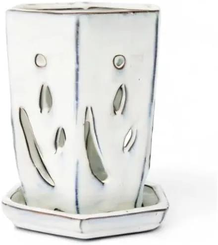 rePotme 4 x 6 inch Ceramic Orchid Pot (White Diamond) - Hexagon Orchid Pot with Holes by GreenHaven Gardens