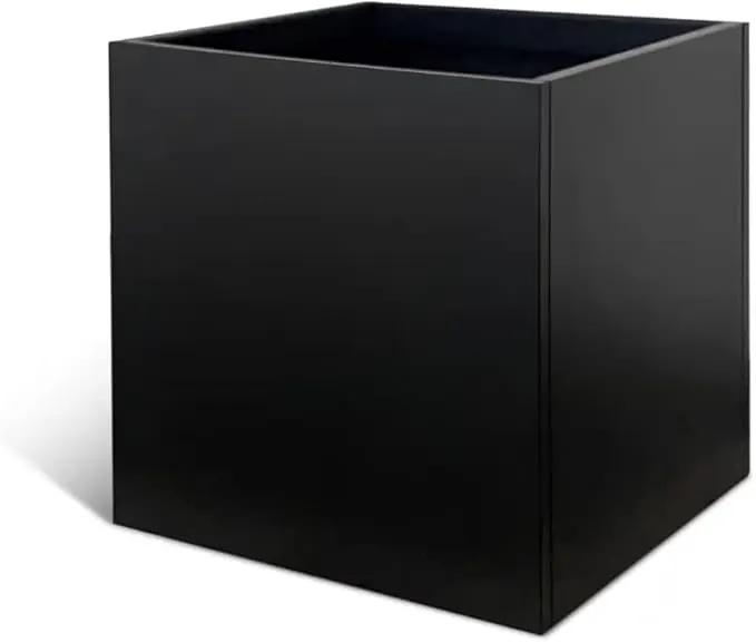 Galvanized Steel Planter Box Black Metal Planter Large Square Indoor Outdoor Planters Cube Steel Heavy Duty Flower Pot 26Inch Powder Coating Modern Commercial Residential for Patio, Deck, Yard, Garden by GreenHaven Gardens