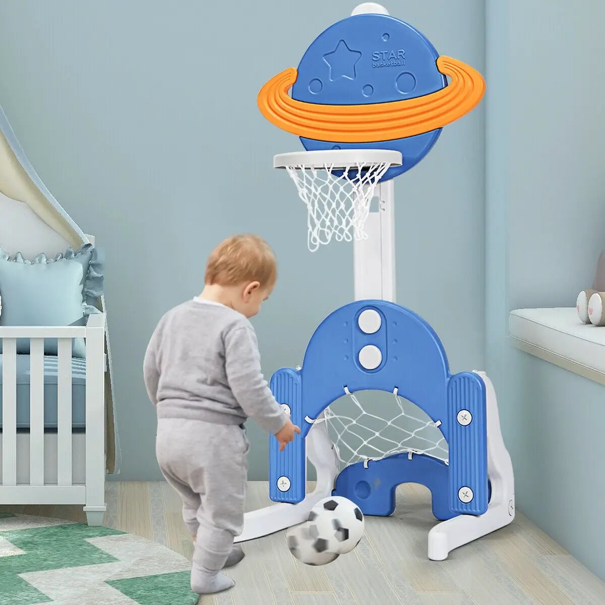 3 in 1 Height Adjustable Kids Basketball Hoop Set with Balls by DirectDeals