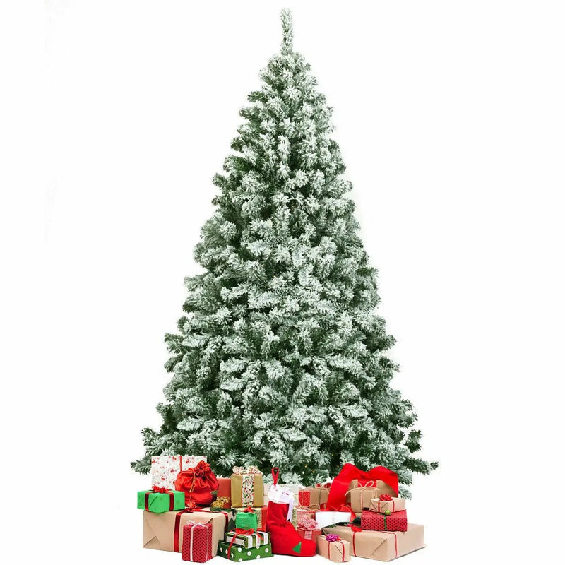 6 Feet Snow Flocked Artificial Christmas Tree Hinged with 928 Tips by DirectDeals