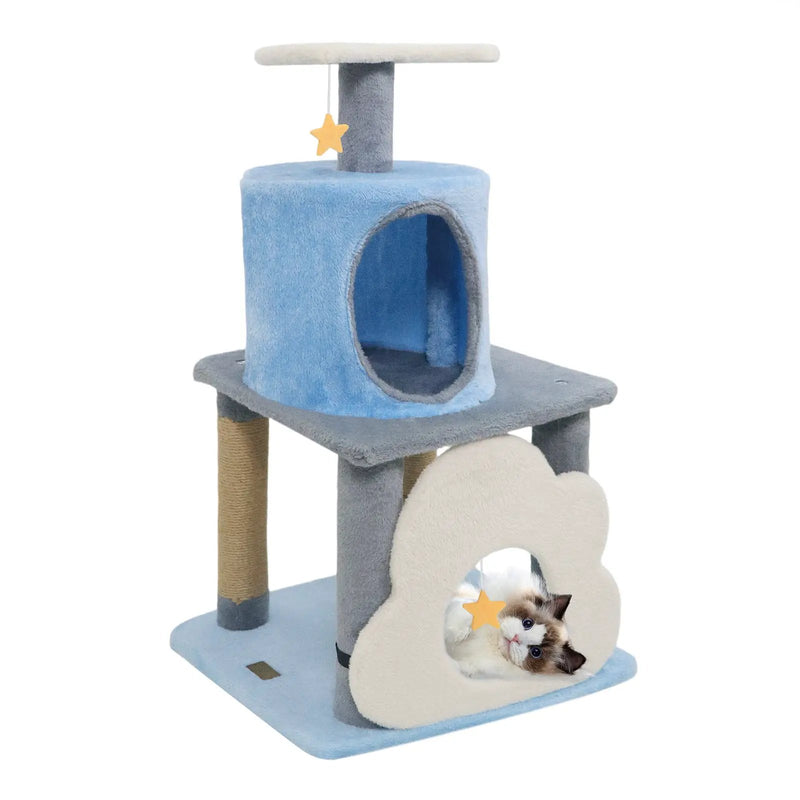 31.5" Cute Modern Cat Tree Multi-Level Kitten Tower by DirectDeals