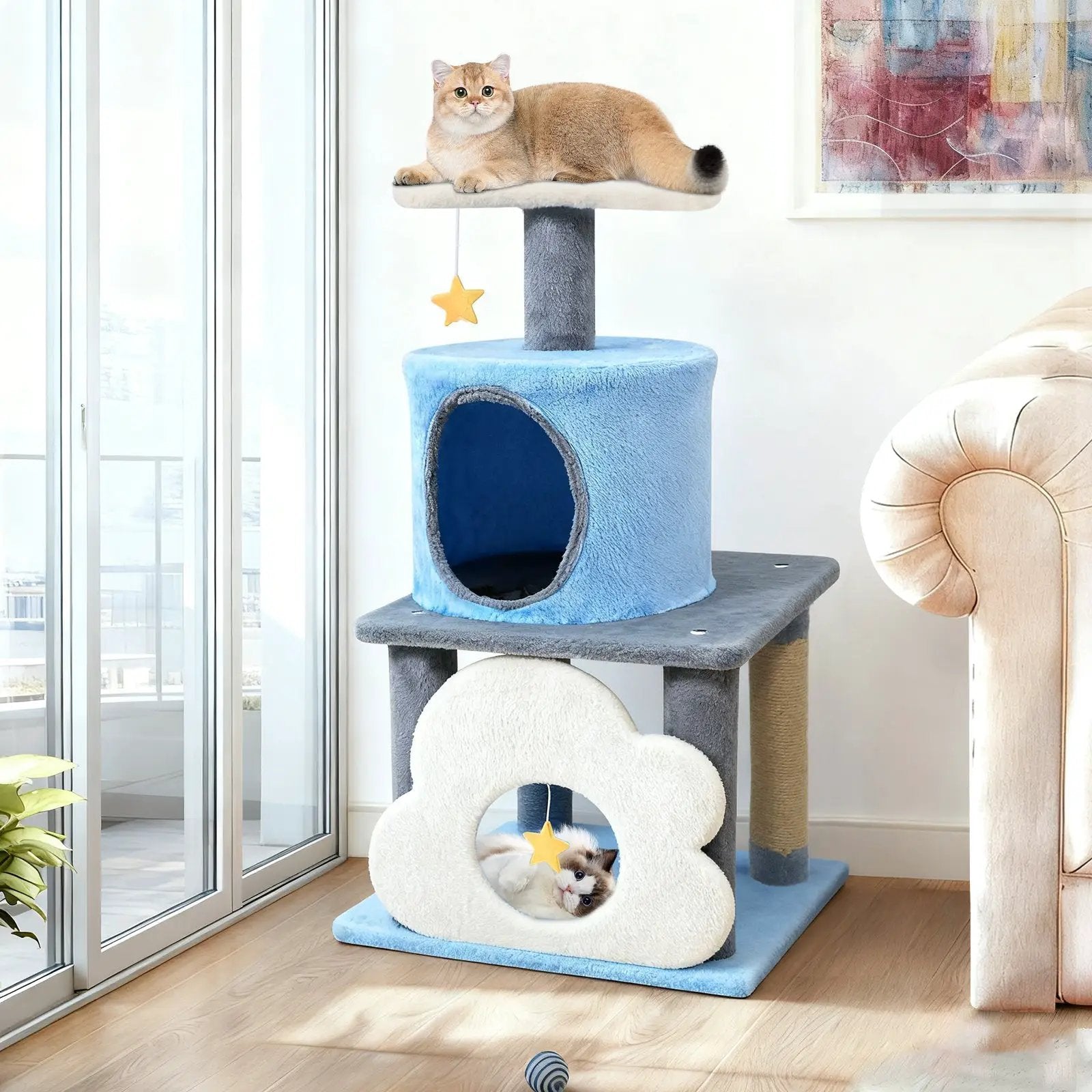 31.5" Cute Modern Cat Tree Multi-Level Kitten Tower by DirectDeals