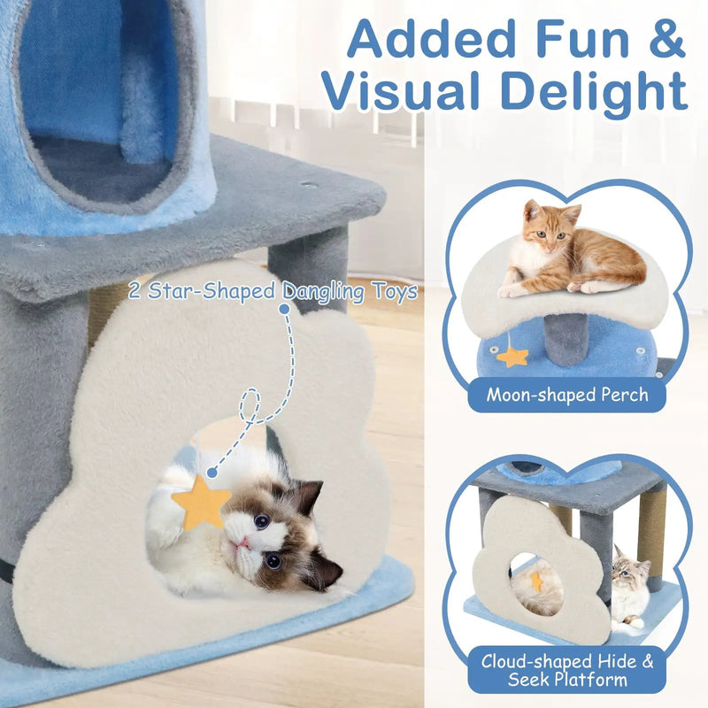 31.5" Cute Modern Cat Tree Multi-Level Kitten Tower by DirectDeals