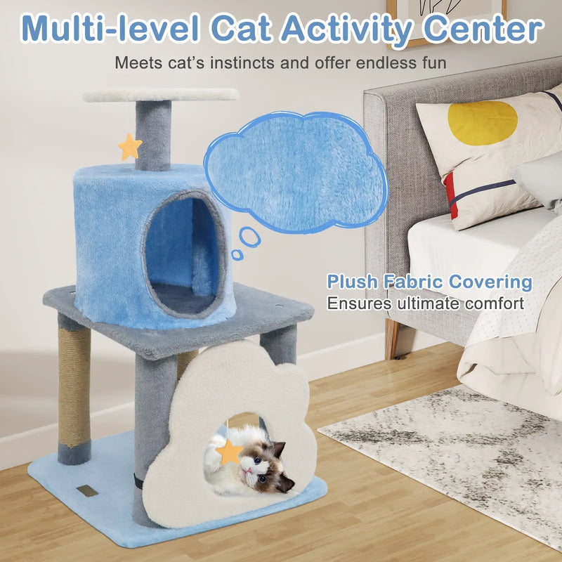 31.5" Cute Modern Cat Tree Multi-Level Kitten Tower by DirectDeals