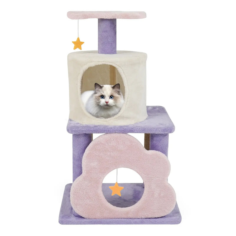 31.5" Cute Modern Cat Tree Multi-Level Kitten Tower by DirectDeals