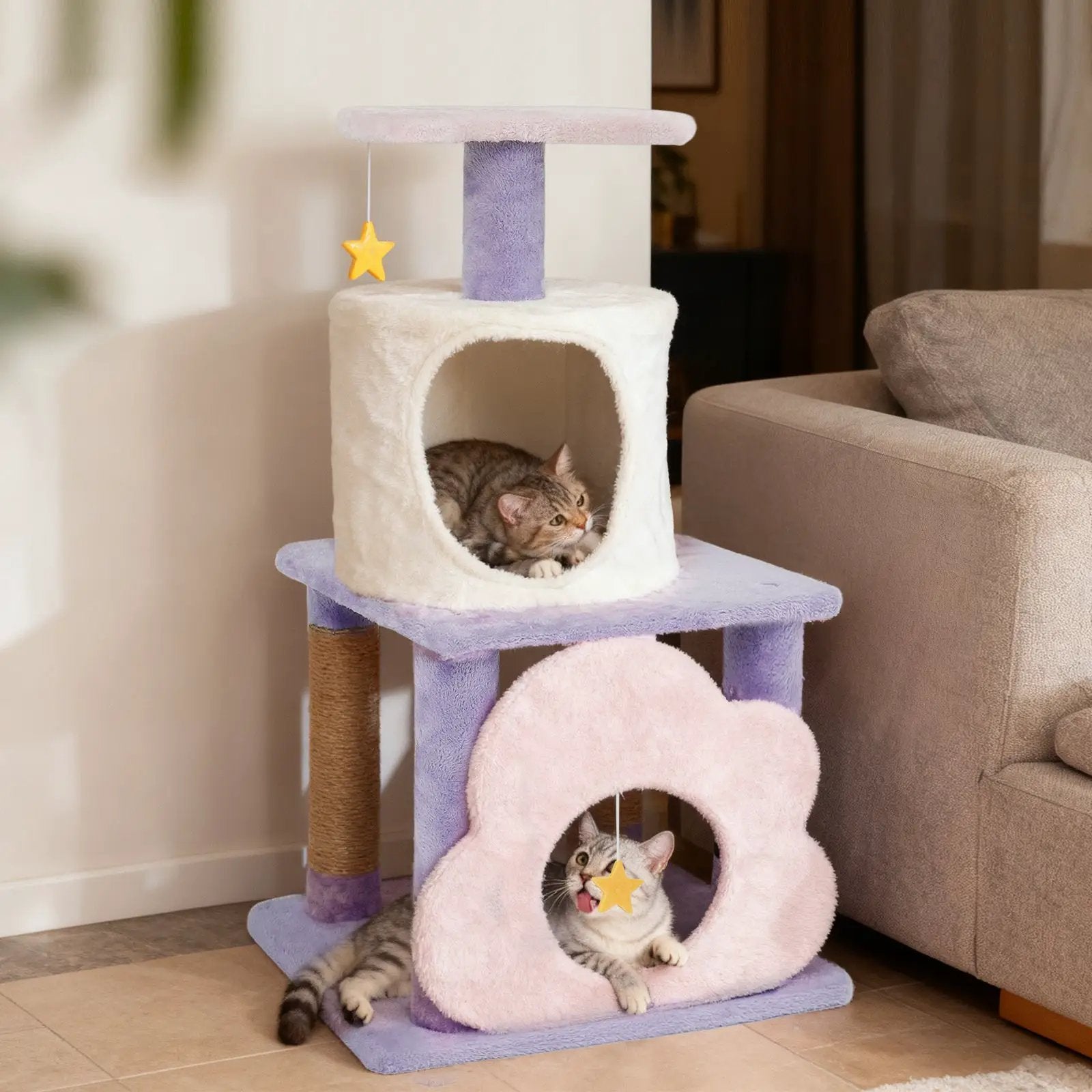 31.5" Cute Modern Cat Tree Multi-Level Kitten Tower by DirectDeals