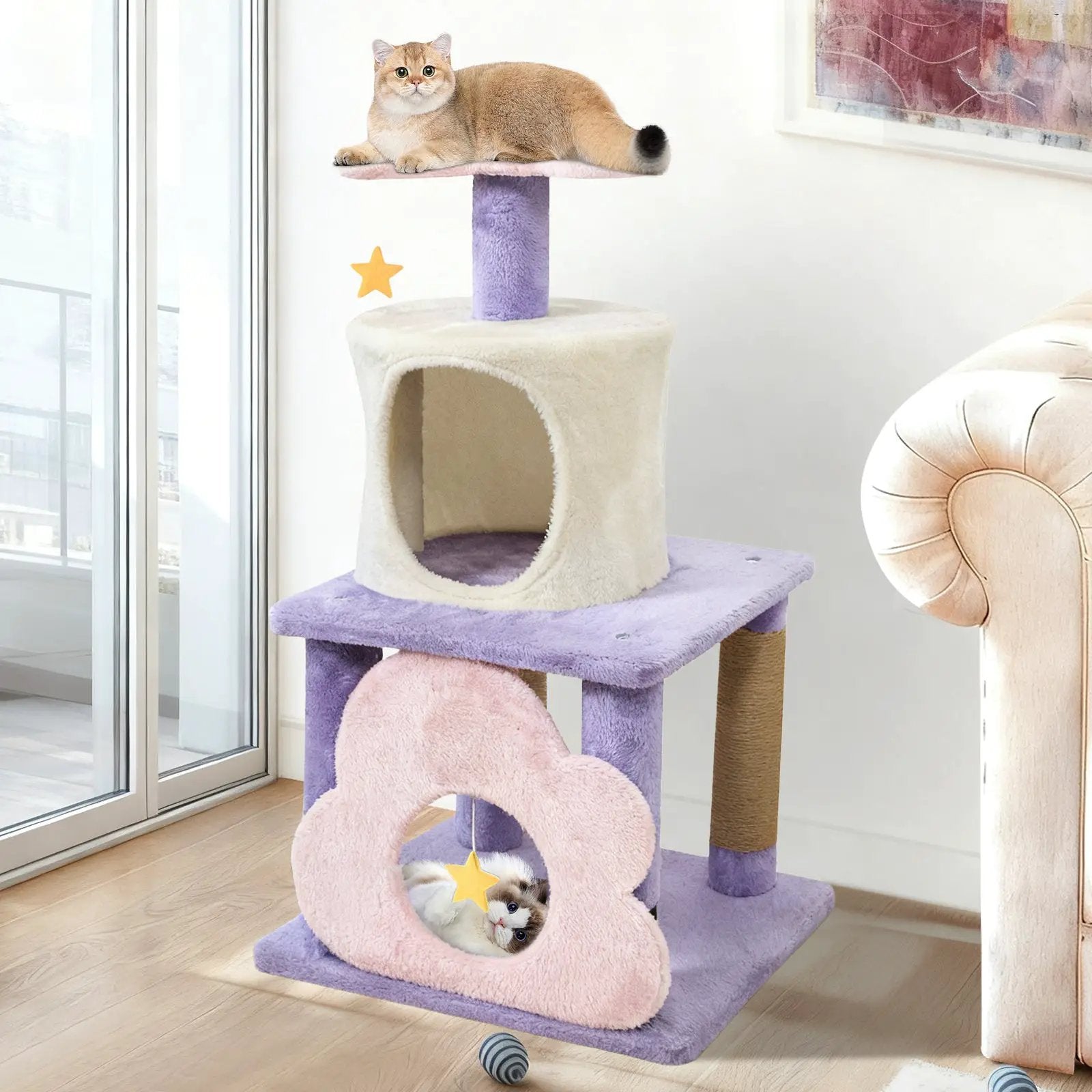 31.5" Cute Modern Cat Tree Multi-Level Kitten Tower by DirectDeals