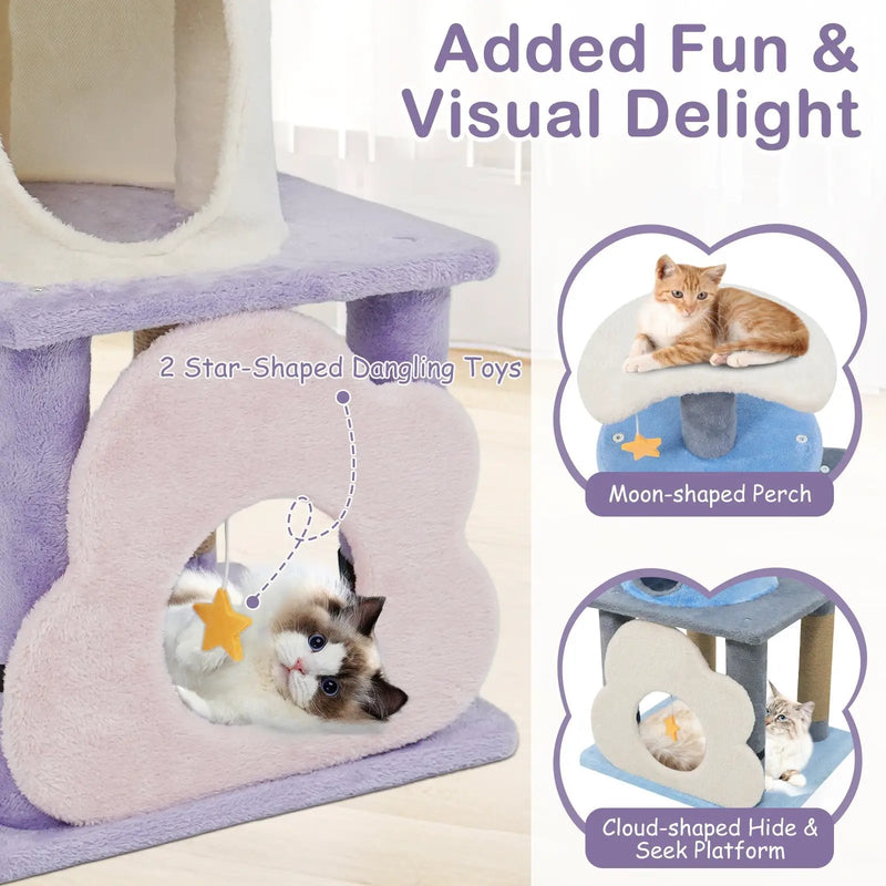 31.5" Cute Modern Cat Tree Multi-Level Kitten Tower by DirectDeals