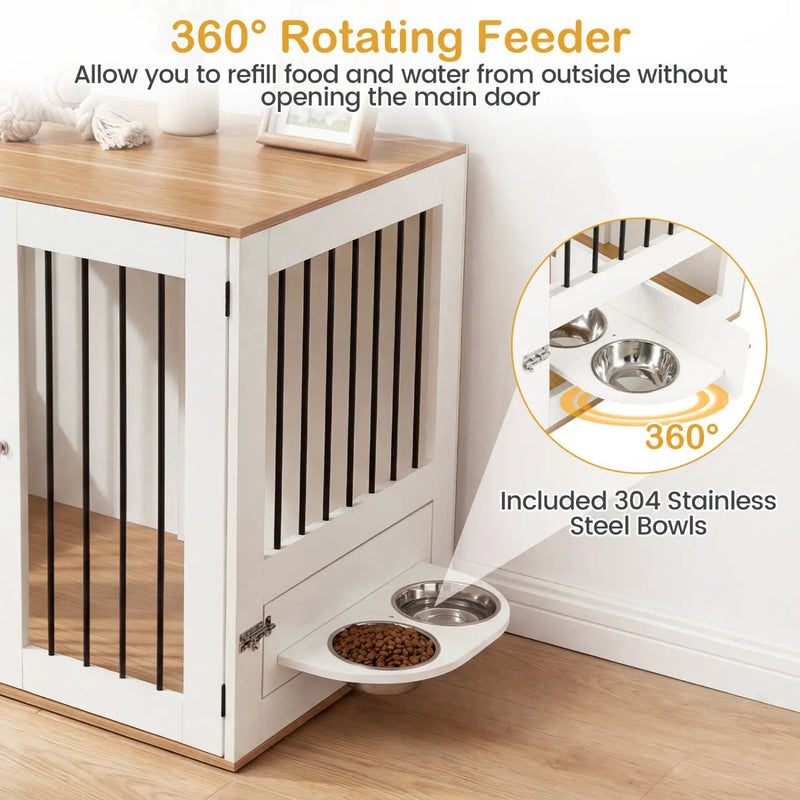 31.5” Dog Crate Furniture Wooden Dog Kennel with Double Lock Doors by DirectDeals