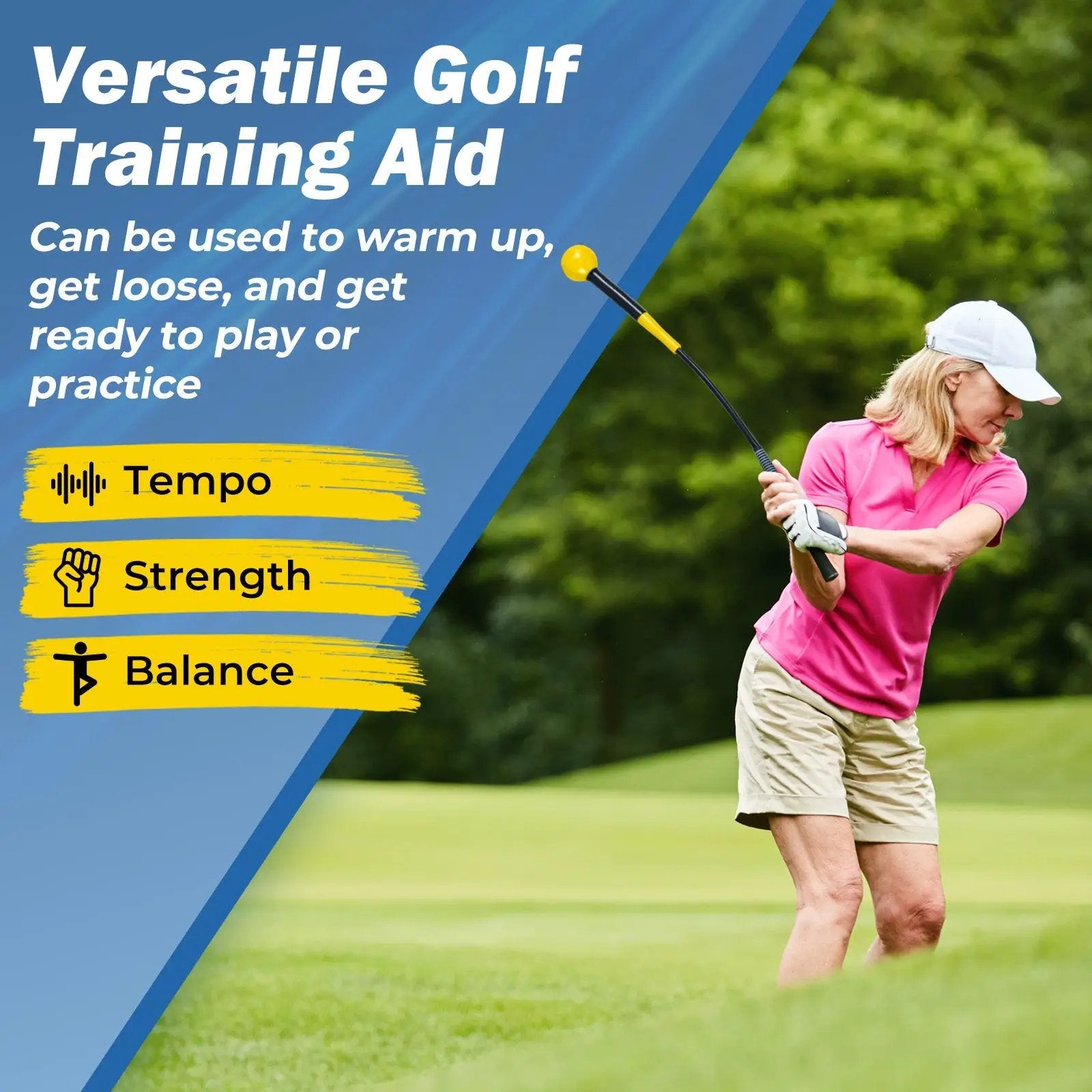 31.5 Inch Golf Swing Trainer Aid with Weighted Head for Grip Rhythm Balance by DirectDeals
