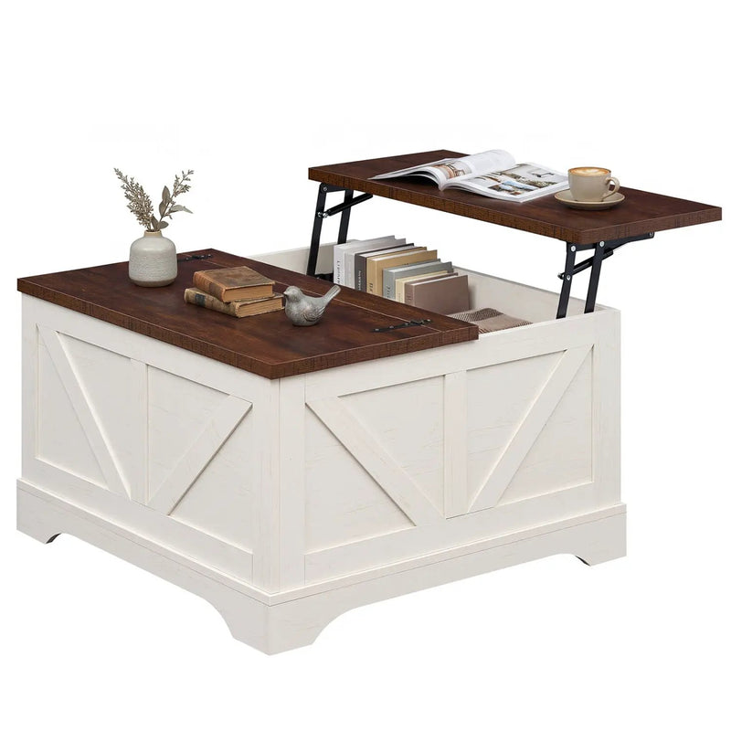 31.5 Inch Square Coffee Table with Lifting Tabletop and Hidden Compartment by DirectDeals