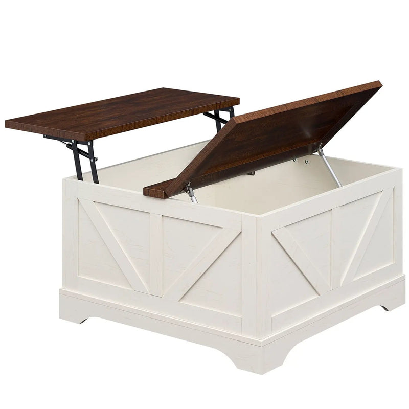 31.5 Inch Square Coffee Table with Lifting Tabletop and Hidden Compartment by DirectDeals