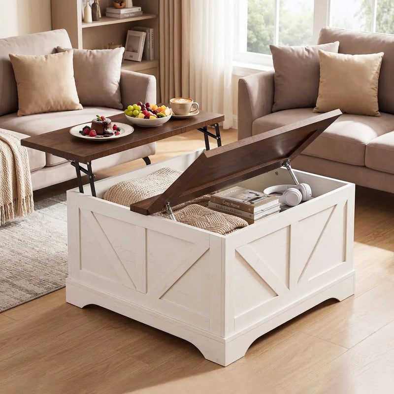 31.5 Inch Square Coffee Table with Lifting Tabletop and Hidden Compartment by DirectDeals