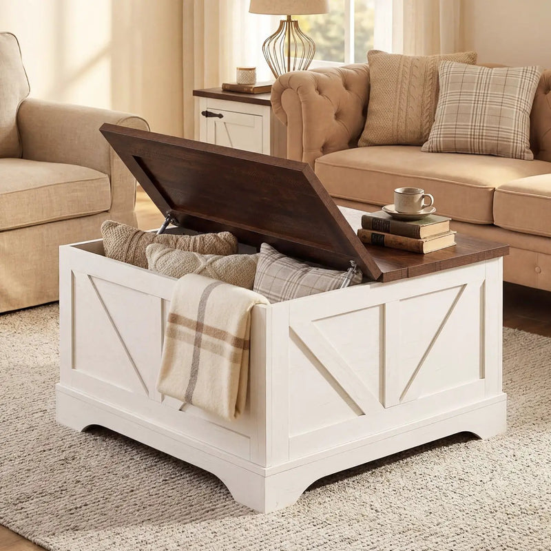 31.5 Inch Square Coffee Table with Lifting Tabletop and Hidden Compartment by DirectDeals