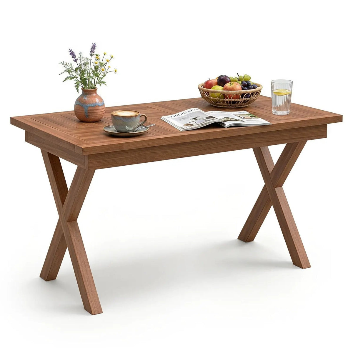 Teak Wood Outdoor Coffee Table 31.5" with Slatted Top by DirectDeals