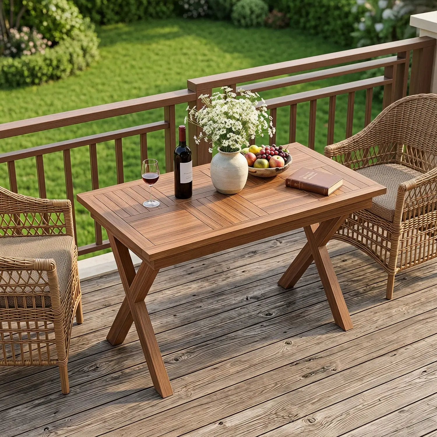 Teak Wood Outdoor Coffee Table 31.5" with Slatted Top by DirectDeals