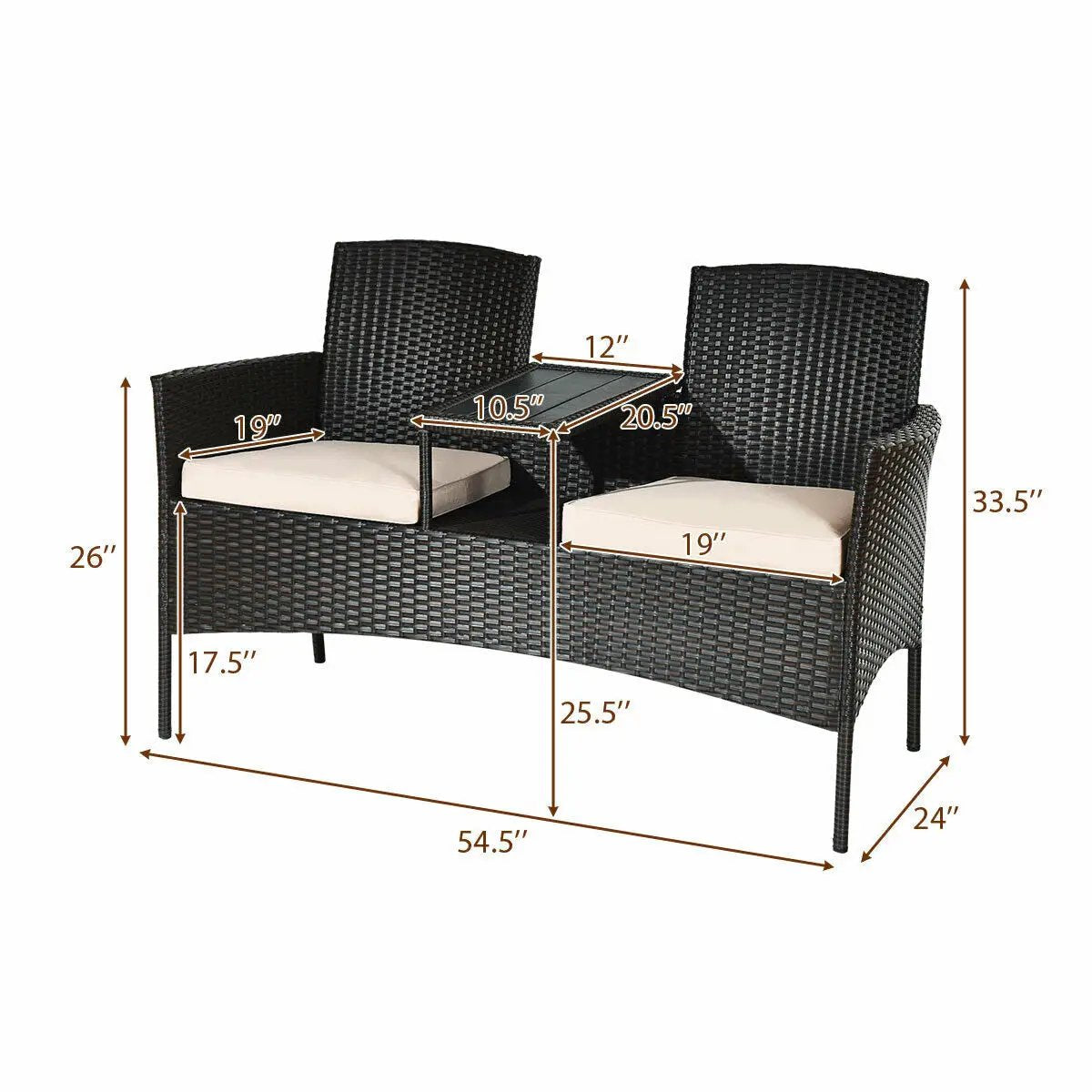 Modern Patio Conversation Set with Built-in Coffee Table and Cushions by DirectDeals