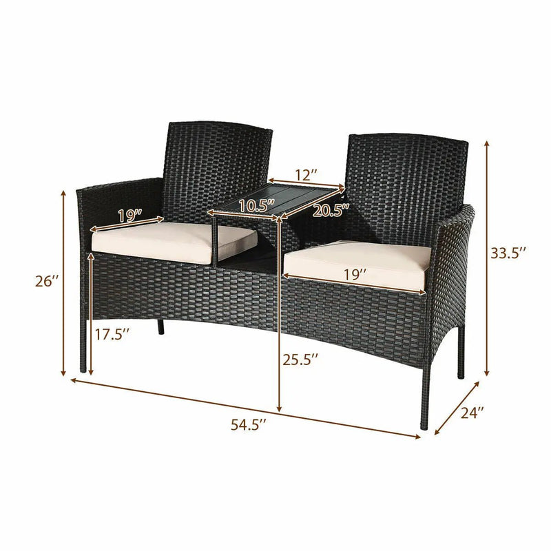 Modern Patio Conversation Set with Built-in Coffee Table and Cushions by DirectDeals