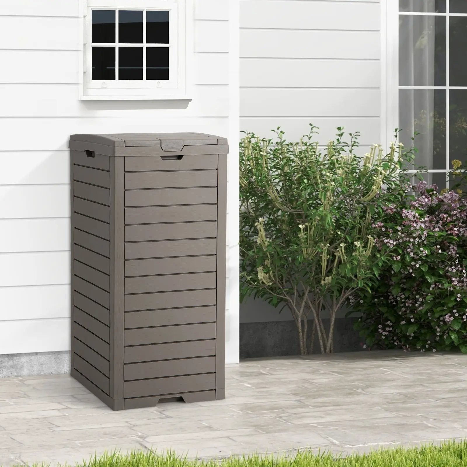 31 Gallon Large Outdoor Trash Can with Lid and Pull by DirectDeals
