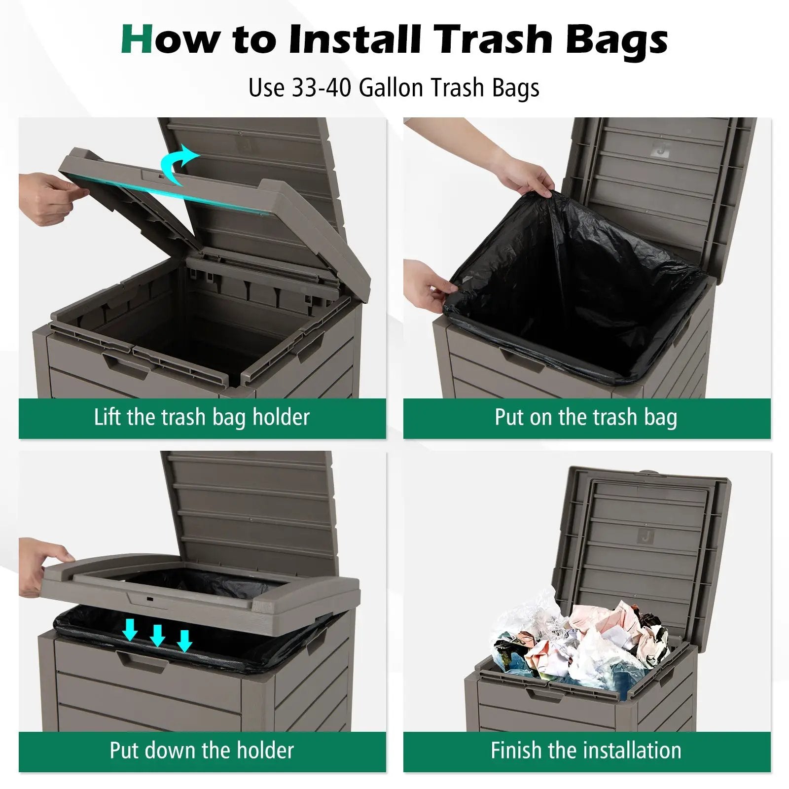 31 Gallon Large Outdoor Trash Can with Lid and Pull by DirectDeals