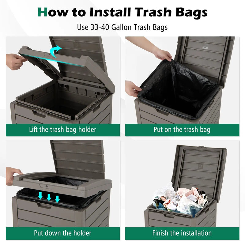 31 Gallon Large Outdoor Trash Can with Lid and Pull by DirectDeals