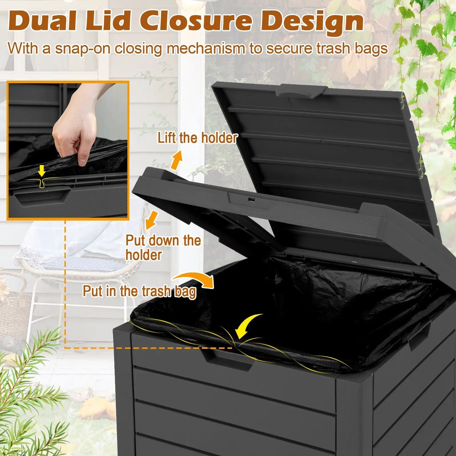 31 Gallon Large Outdoor Trash Can with Lid and Pull by DirectDeals