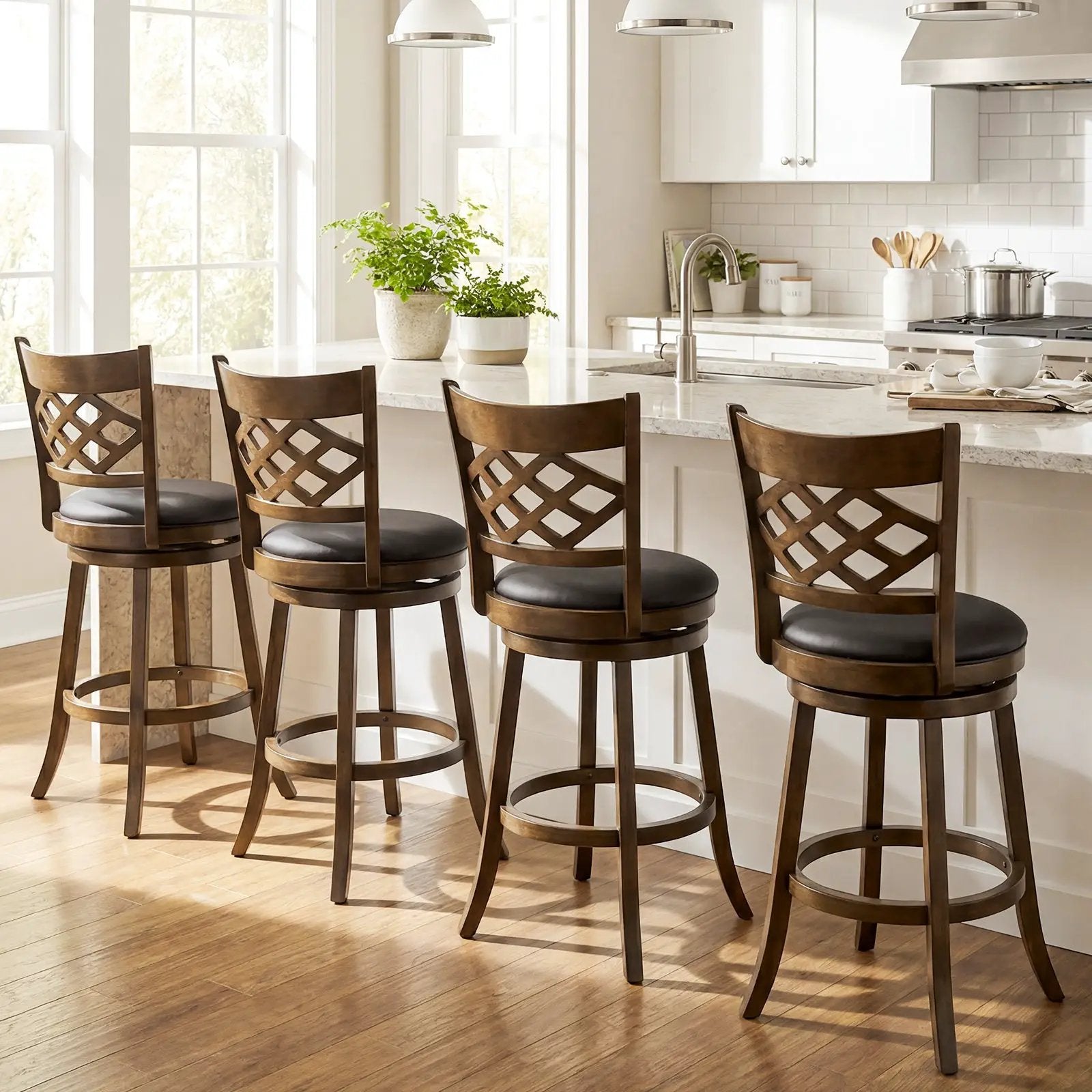 26 Inch Counter Height Bar Stools Set of 2 with Rubber Wood Frame by DirectDeals