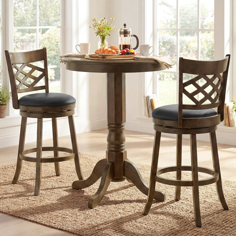 26 Inch Counter Height Bar Stools Set of 2 with Rubber Wood Frame by DirectDeals