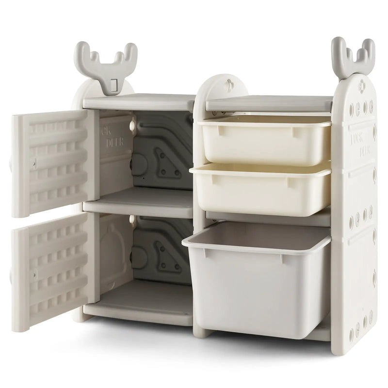 31 Inch Toy Chest and Bookshelf for Toddlers with Enclosed Cabinets and Pull-out Drawers by DirectDeals