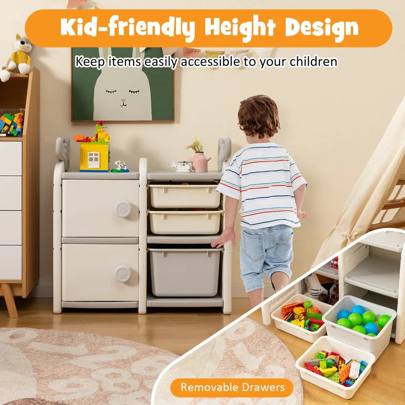 31 Inch Toy Chest and Bookshelf for Toddlers with Enclosed Cabinets and Pull-out Drawers by DirectDeals