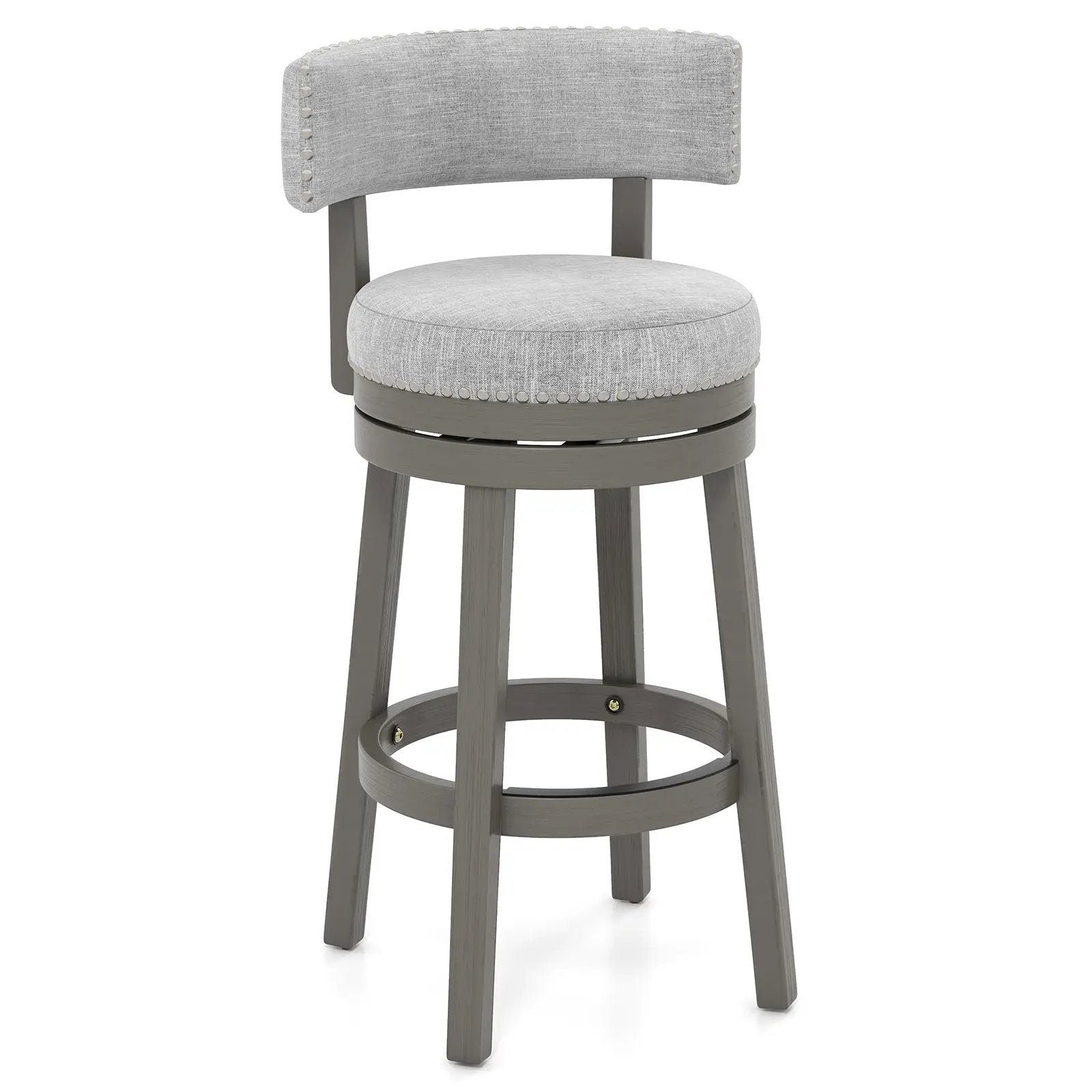 27/31 Inch Swivel Bar Stool with Upholstered Back Seat and Footrest by DirectDeals