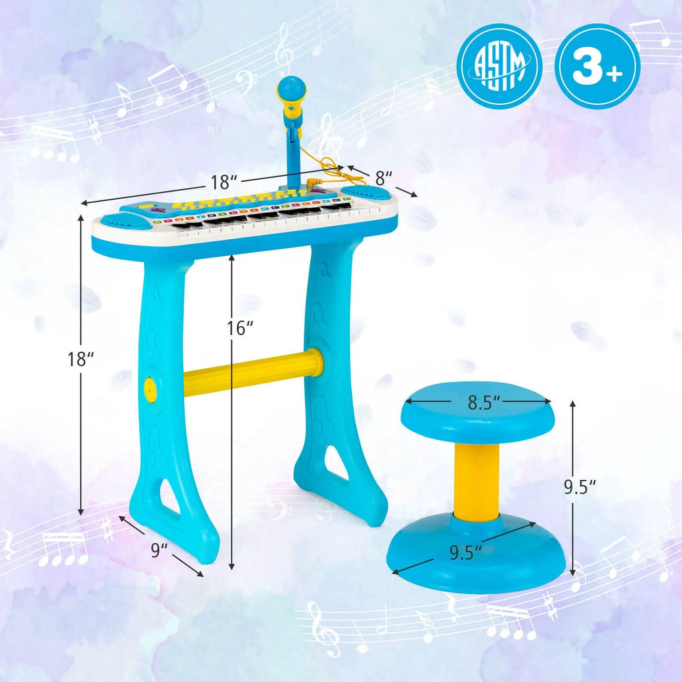 31-Key Kids Piano Keyboard Toy with Microphone and Multiple Sounds for Age 3+ by DirectDeals