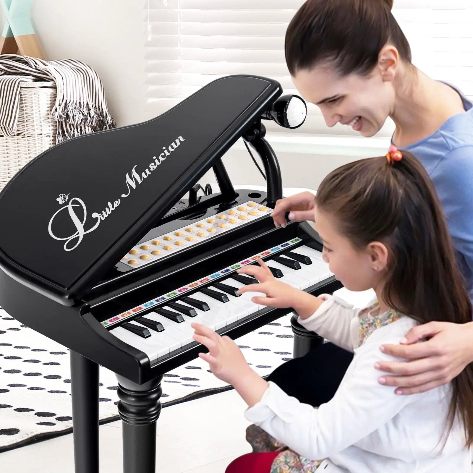 31 Keys Kids Piano Keyboard with Stool and Piano Lid by DirectDeals
