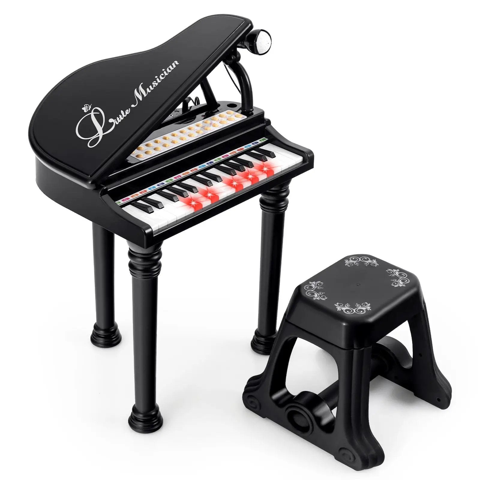 31 Keys Kids Piano Keyboard with Stool and Piano Lid by DirectDeals