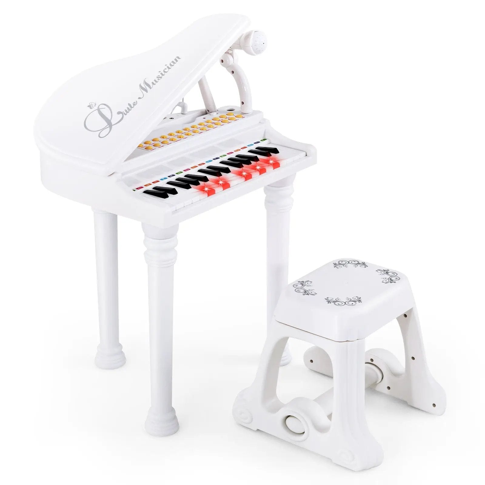31 Keys Kids Piano Keyboard with Stool and Piano Lid by DirectDeals