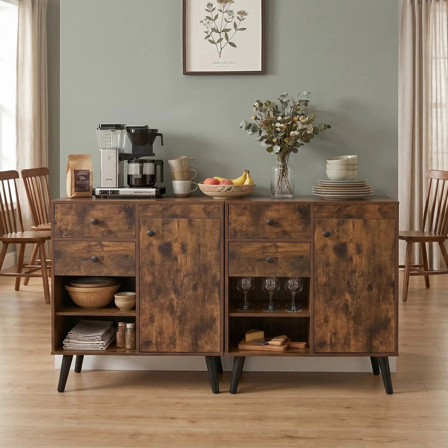 31" Sideboard Cabinet with 2 Drawers and Open Shelves by DirectDeals
