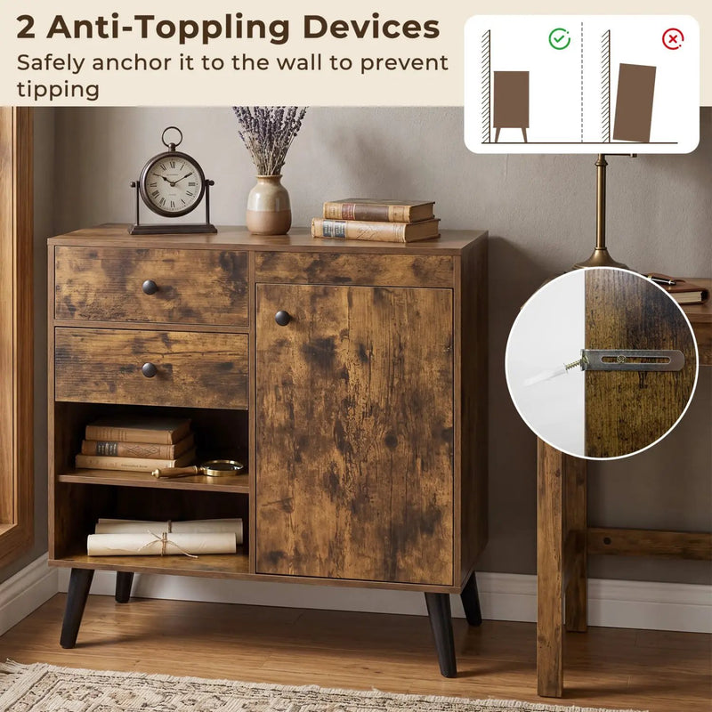 31" Sideboard Cabinet with 2 Drawers and Open Shelves by DirectDeals