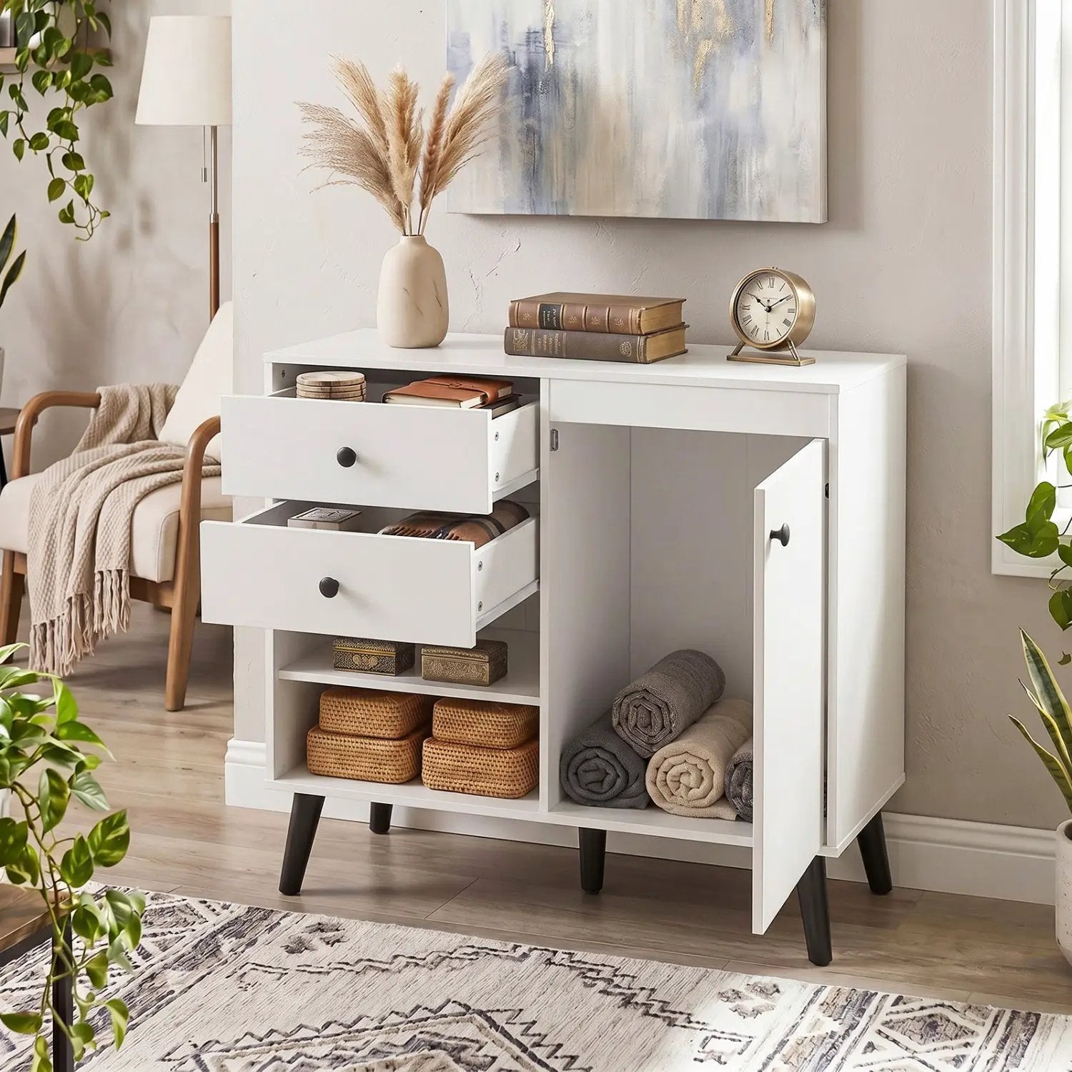 31" Sideboard Cabinet with 2 Drawers and Open Shelves by DirectDeals
