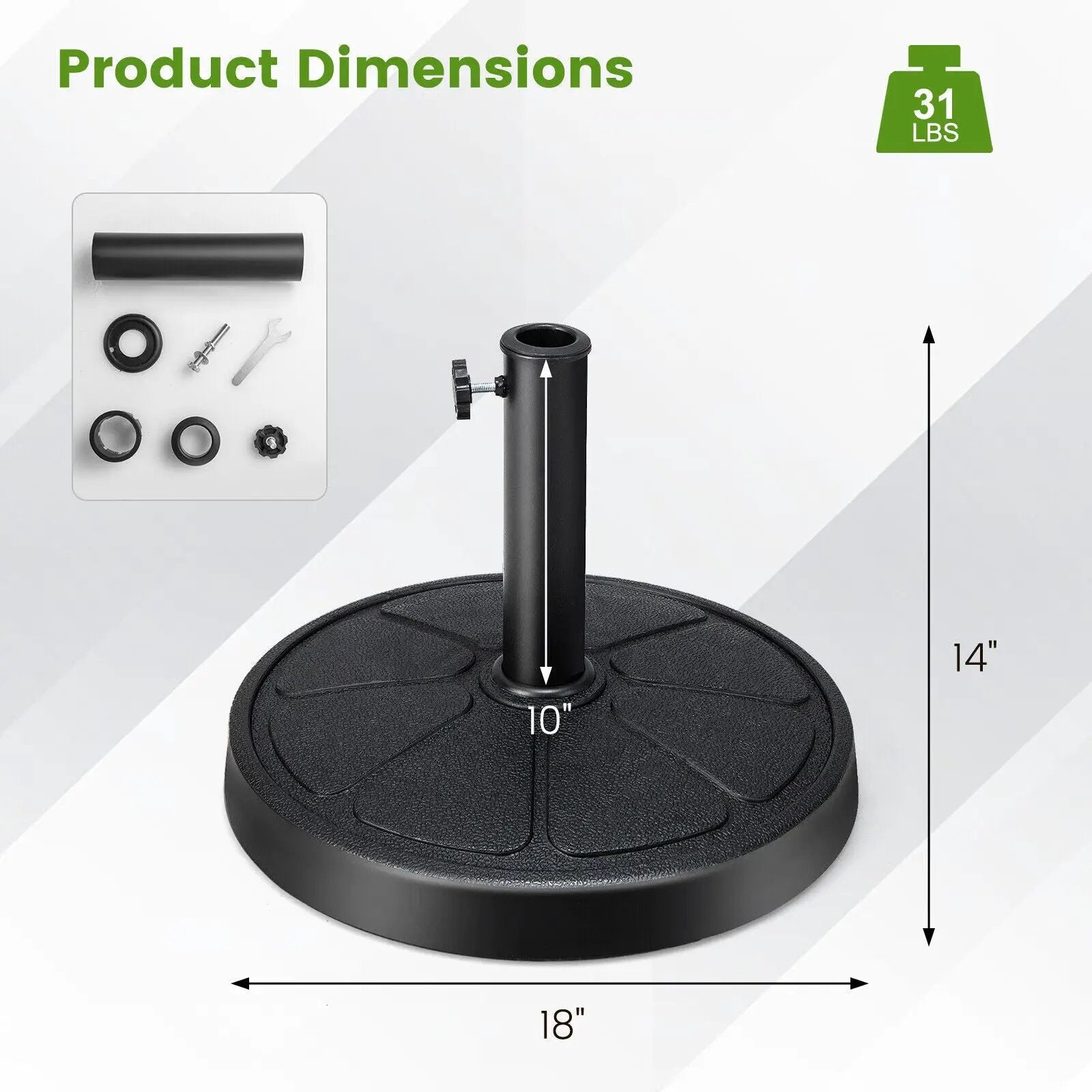 31LBS 18 Inch Round Outdoor Umbrella Base by DirectDeals