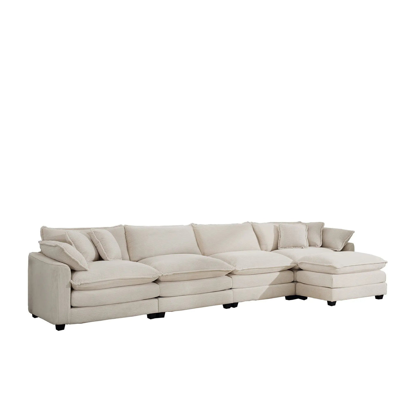 Modern Oversized Modular Cushion Sofa With Ottoman, Low Back, Deep Seating Sofa Set by HouseOfZazla