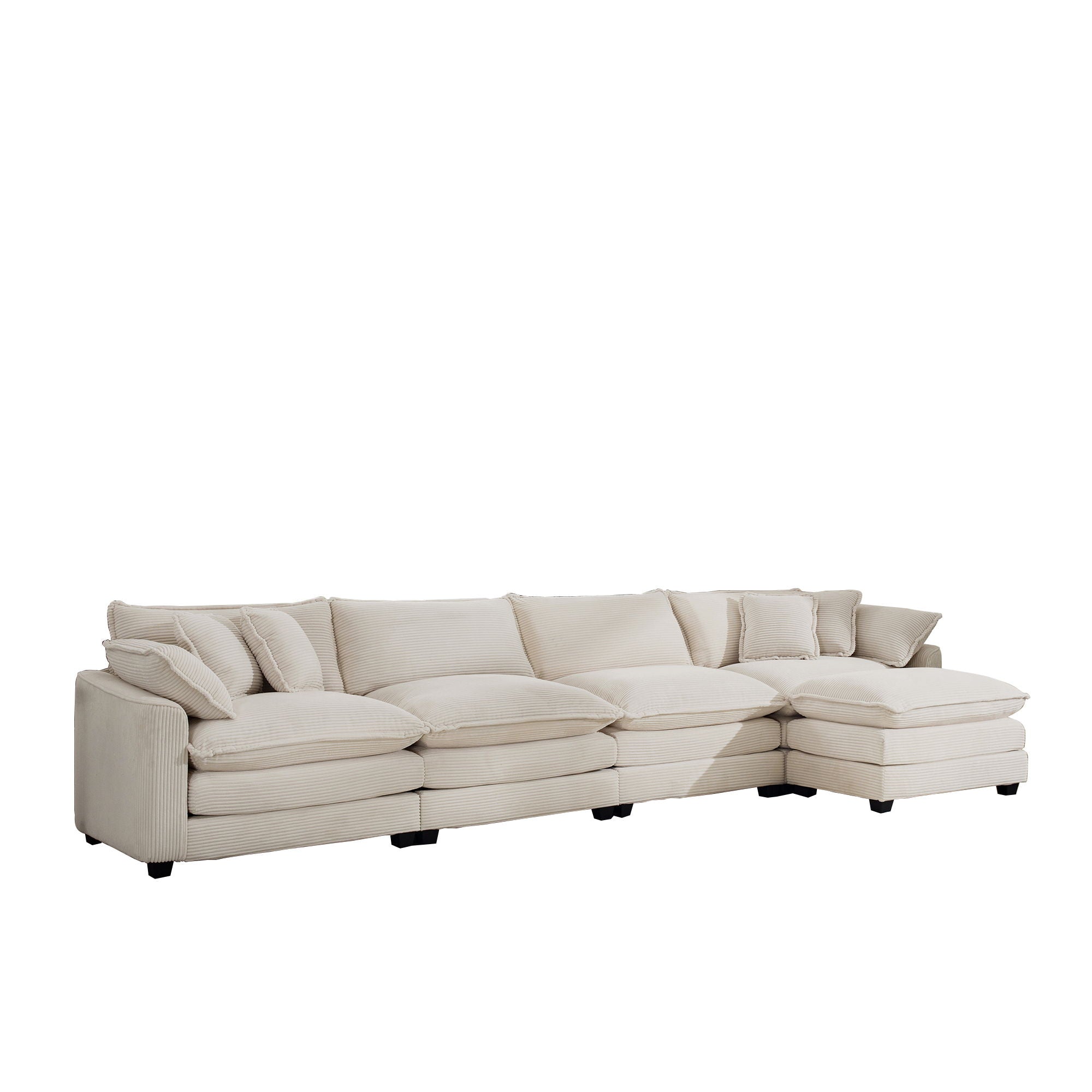 Modern Oversized Modular Cushion Sofa With Ottoman, Low Back, Deep Seating Sofa Set by Unique Piece Furniture