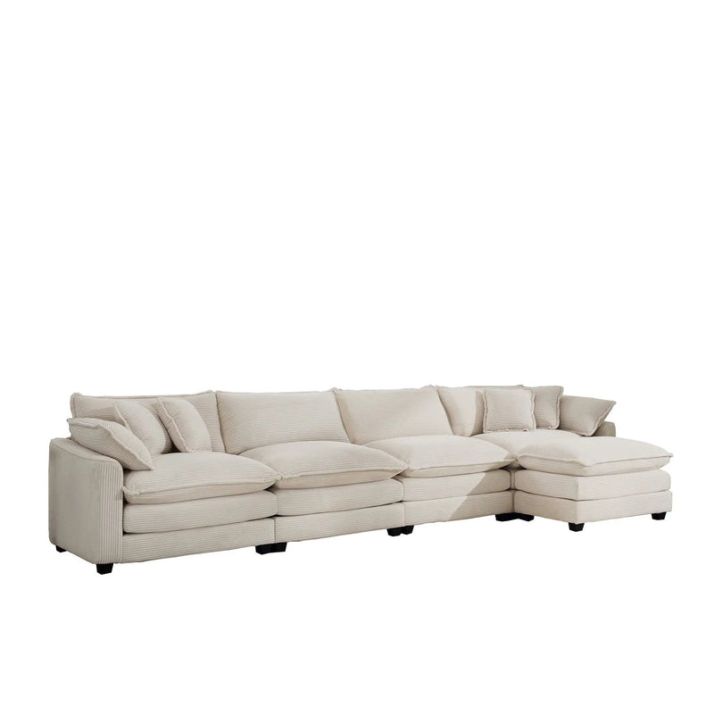 Modern Oversized Modular Cushion Sofa With Ottoman, Low Back, Deep Seating Sofa Set by Unique Piece Furniture