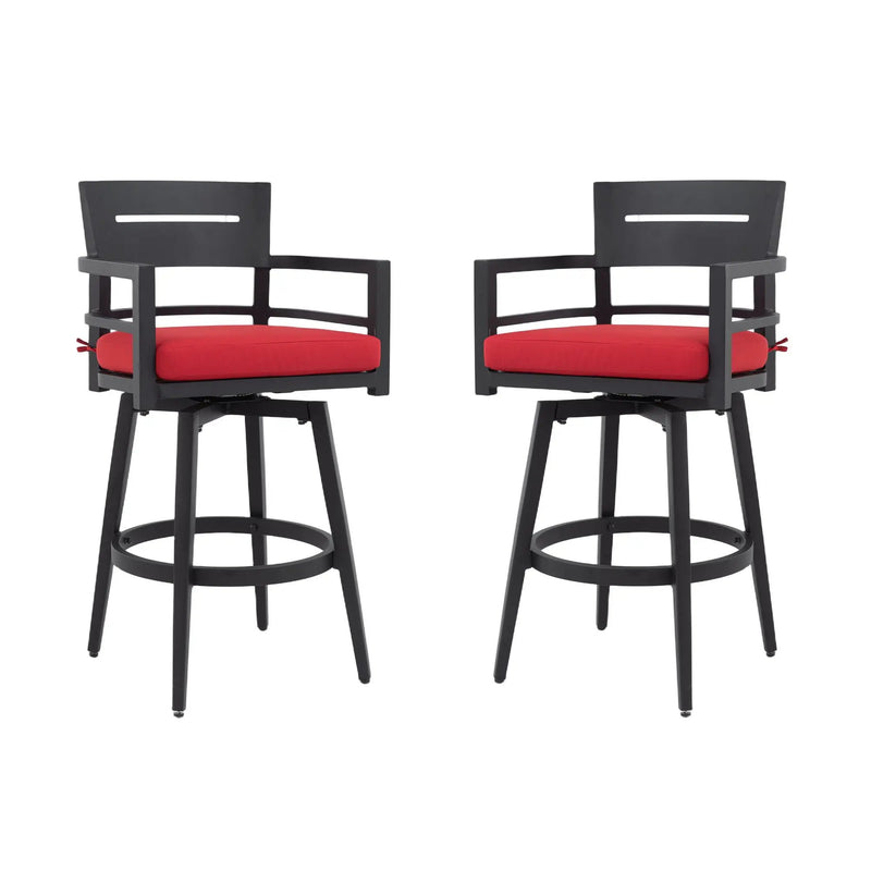 Outdoor Swivel Bar Chairs, 360 Degree Rotation, Ergonomic Backrest (Set of 2) by HouseOfZazla