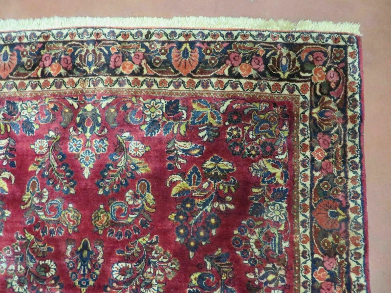 Persian Sarouk Rug 4x6, Red, Floral, Antique by Jewel Rugs