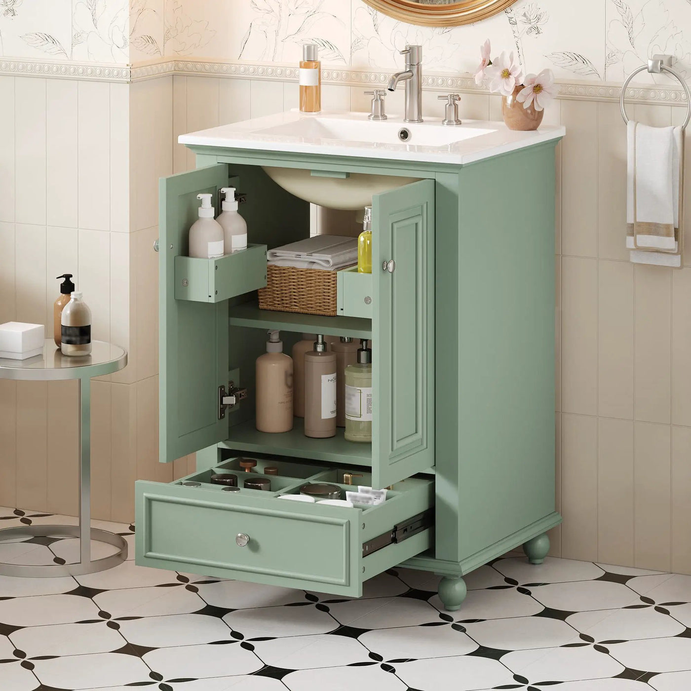 Modern Bathroom Vanity With Sink, Cabinet With Drawer And Dividers, Rectangular Storage Unit by HouseOfZazla