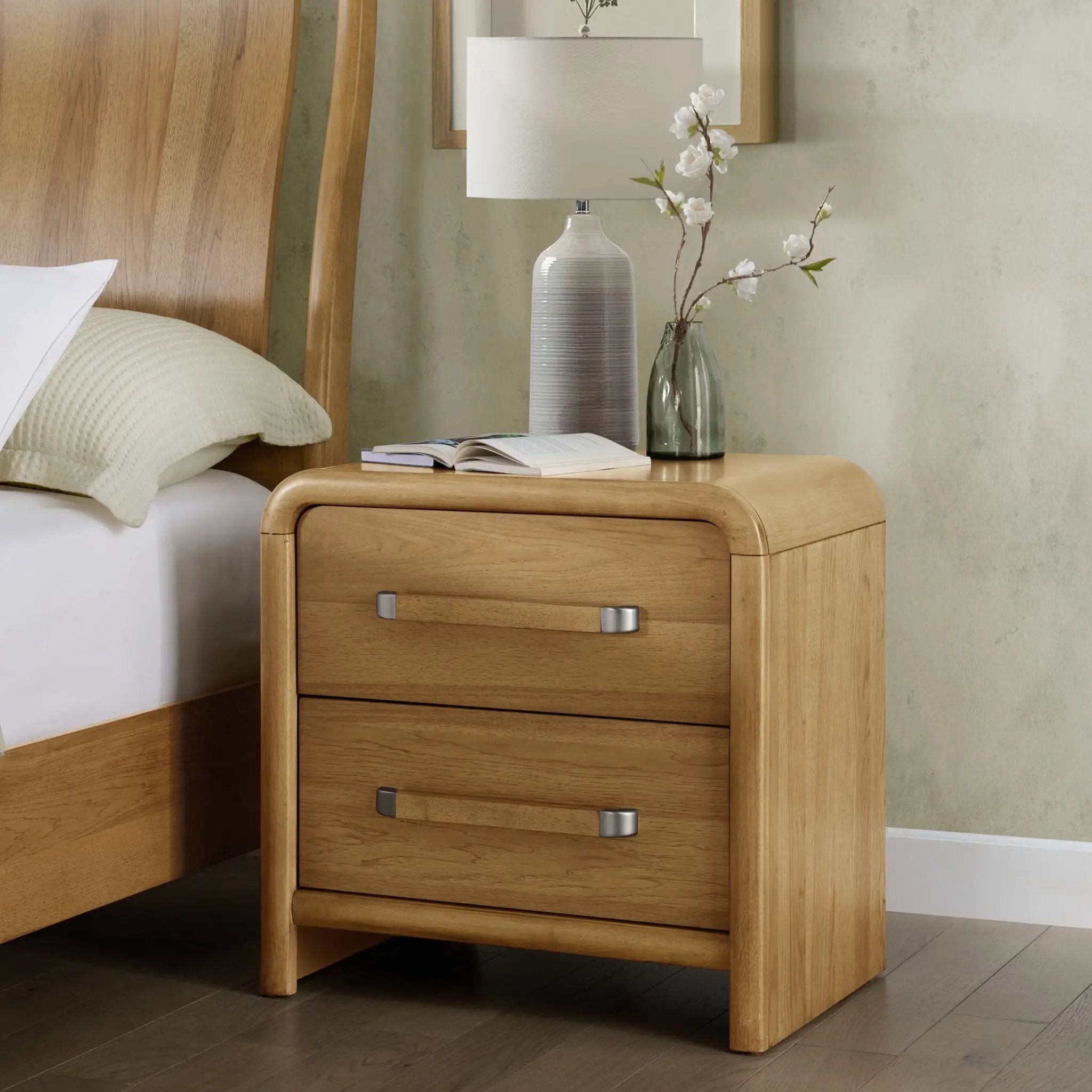 2 Drawer Nightstand With USB Charging - Brown by HouseOfZazla