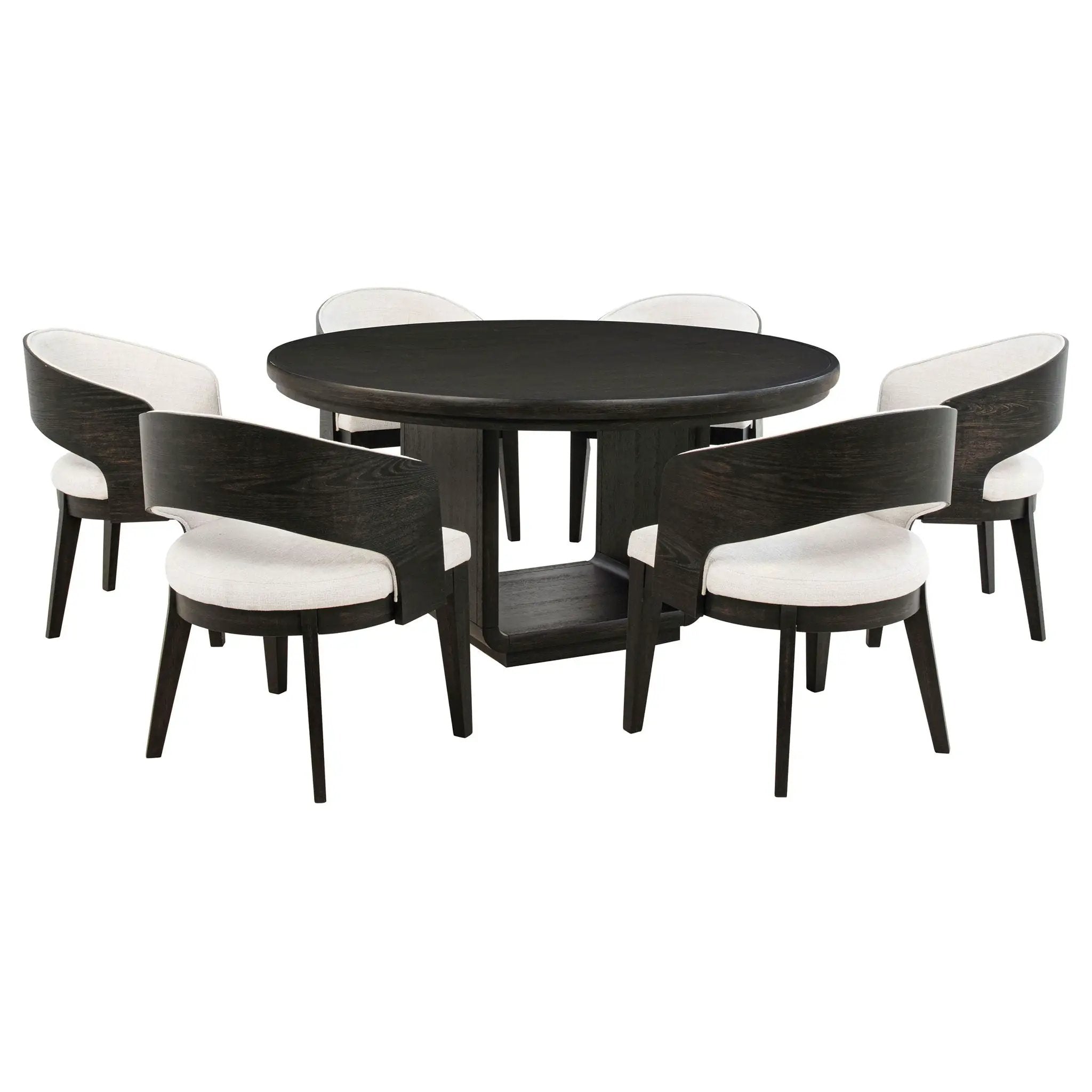 Leandro 7-piece Round Dining Table Set Burnished Black by Unique Piece Furniture